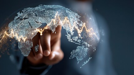 Poster - Businessman Interacting with Forex Trading Graph and Global Data