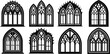 © Vector.com - Set of gothic window frames silhouette vector illustration