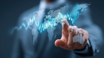 Poster - Businessman Interacting with Forex Trading Data Visualization Concept