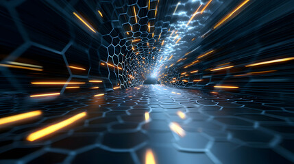 Poster - Abstract Technological Background with Hexagonal Pattern and Motion Blur