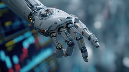 Poster - Futuristic Robotic Hand Engaging in Investment Analysis Using AI