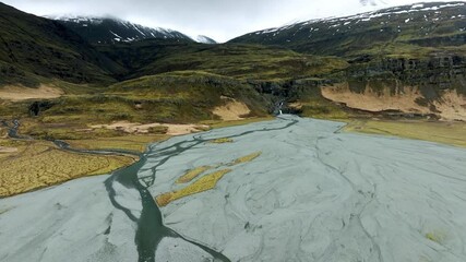 Wall Mural - Flying over the landscape of Iceland during daytime