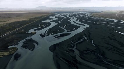 Wall Mural - Flying over the landscape of Iceland during daytime
