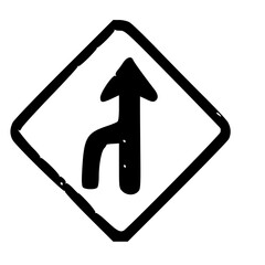 Poster - Hand-Drawn Merge Right Road Sign