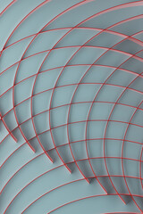 Poster - contemporary minimalist abstract background, pattern - thin red curved stripes, grid on light grey c