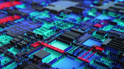 Poster - Abstract futuristic chip. Computer generated 3d render