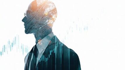Poster - Businessman Concept in a Double Exposure Style with Analytics Elements