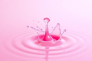 Poster - Splashing pink liquid drop close-up photography calm water surface minimalistic design artistic concept