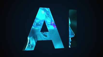 Poster - Digital word AI. Computer generated 3d render