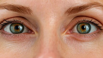 Poster - Close up of beautiful green eyes of young caucasian woman showing perfect eyebrows makeup, ideal for beauty, ophthalmology and cosmetology concepts