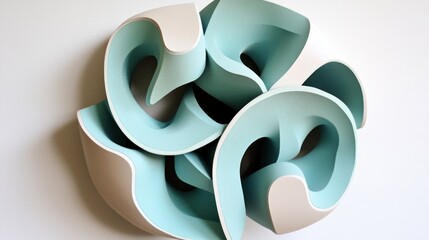 Poster - an abstract sculpture that features fluid shapes with harmonious curves and a calming color palette creating a mesmerizing visual harmony and three dimensional rhythm