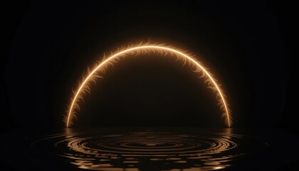 Poster - Illuminating water ripple effect dark environment digital art ethereal concept serene viewpoint for visual impact