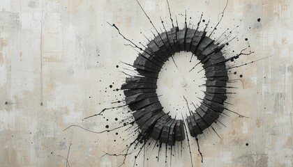 Poster - Dynamic art explosion abstract black circular design modern gallery contemporary artwork display minimalist environment artistic perspective