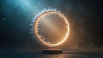 Poster - Dynamic energy sphere abstract studio 3d render dark environment low angle visual art concept for creative exploration