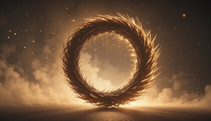 Poster - dynamic ethereal circle of light fantasy realm 3d artwork mystical environment dramatic perspective 