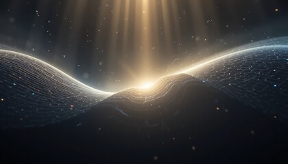 Poster - Captivating light burst over ethereal waves digital universe abstract art cosmic environment surreal viewpoint enlightenment concept