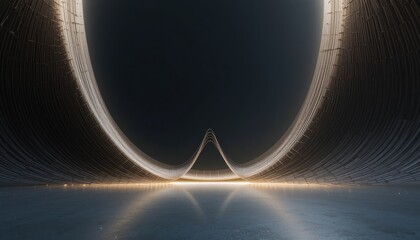 Poster - Illuminating curves of light digital art installation abstract design dark environment low angle view visual innovation