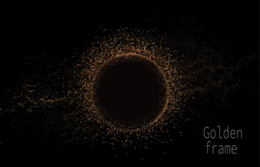 Wall Mural - Round isolated frame with gold glitter tinsel, design element.