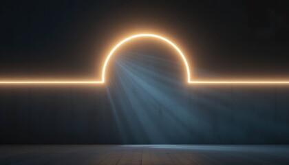 Poster - Illuminated arc at dawn abstract light installation minimalist environment dramatic perspective conceptual art showcase