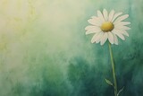 Watercolor painting of a single daisy in a soft, green background.