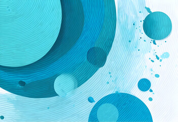 Poster - Abstract design featuring vibrant shades of blue with circular patterns and splashes, perfect for backgrounds or creative projects.