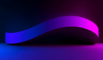 Poster - A vibrant and modern abstract wave shape illuminated with a mix of purple and blue lighting, perfect for creative design, tech, and contemporary art projects.