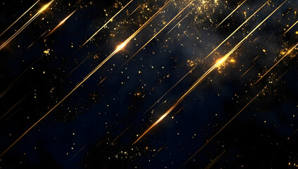 Poster - Stunning graphic showcasing golden light streaks against a dark background, creating a sense of motion and wonder ideal for artistic projects.