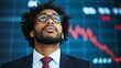 © lisbeth - Worried Black Businessman Brocker Analyzing Stock Market Data Fall Crash Crisis Chart Bear Market