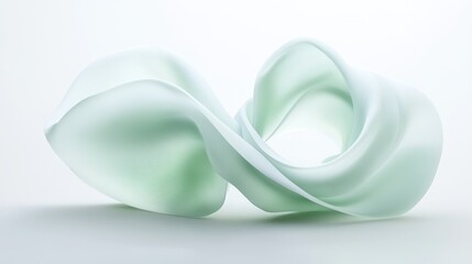 Poster - delicate flowing fabric forms an ethereal sculpture with soft curves and fluid draping creating a calming and graceful aesthetic on a pristine white background