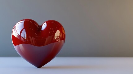 Poster - radiant heart sculpture bathed in subtle gradients expressing a strong feeling of fondness and love 