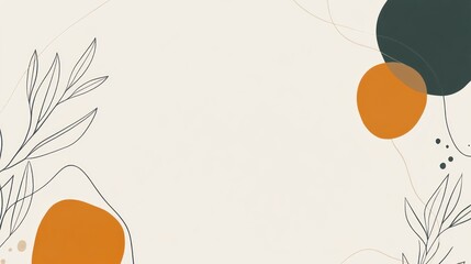 Poster - abstract background with organic shapes in earthy tones providing a harmonious visual balance and elegant aesthetic with fluid lines and minimalist botanical outlines