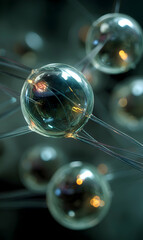 Poster - Abstract interconnected spheres floating in a serene futuristic composition