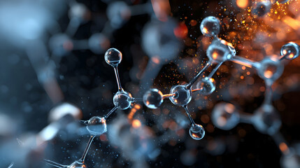 Poster - Abstract molecule formation with glowing effect for future developments