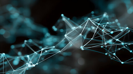 Poster - Abstract digital network with glowing connections and blurred backdrop