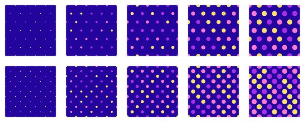 Aufkleber - set polka dots seamless vector pattern. simple background for web or print. abstract surface.
