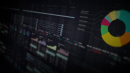 Leinwandbilder - Dynamic data visuals for business info graphics, animated charts, and data-driven insights for a business meeting mock-up. Explore the world of trading, stock exchanges, and crypto
