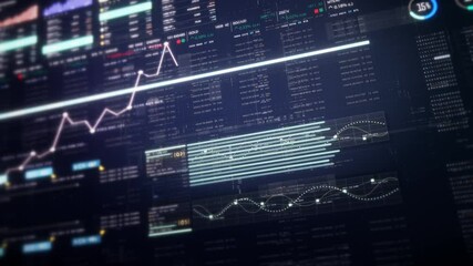 Leinwandbilder - Dynamic data visuals for business info graphics, animated charts, and data-driven insights for a business meeting mock-up. Explore the world of trading, stock exchanges, and crypto