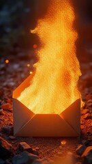 Aufkleber - A glowing envelope is surrounded by a fiery explosion