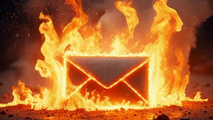 Aufkleber - A glowing envelope is surrounded by a fiery explosion