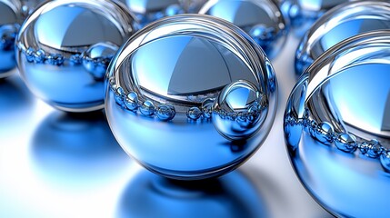 Poster - Reflective Blue Spheres Abstract Background