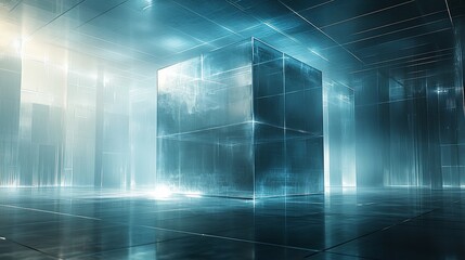Poster - Reflective Cube Futuristic Technology Background