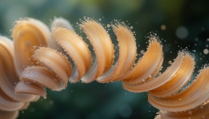 Poster - Dynamic spiral motion of wooden rope natural forest setting abstract art vibrant colors close-up perspective fluidity concept for creative inspiration