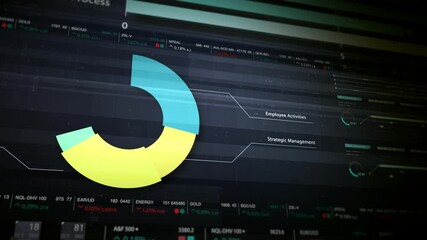 Leinwandbilder - Dynamic data visuals for business info graphics, animated charts, and data-driven insights for a business meeting mock-up. Explore the world of trading, stock exchanges, and crypto