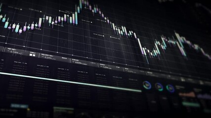 Leinwandbilder - Dynamic data visuals for business info graphics, animated charts, and data-driven insights for a business meeting mock-up. Explore the world of trading, stock exchanges, and crypto