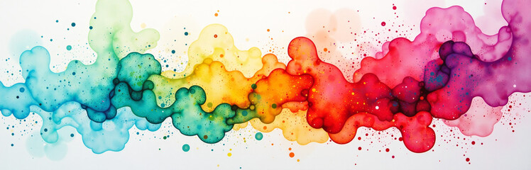 Aufkleber - A Vibrant And Colorful Watercolor Design Features A Mix Of Bright Hues And Abstract Patterns In An Explosive, Artistic Style.