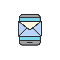Poster - Mail app colored icons, minimalist vector illustration ,simple transparent graphic element .Isolated on white background