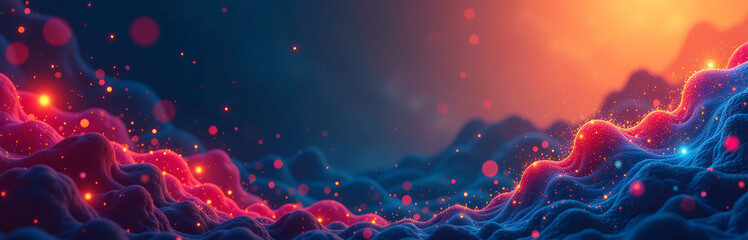 Poster - Background Features A Blend Of Geometric Shapes And Colorful Elements Including Gradients, Textures, And Light Effects Creating A Dynamic Design.