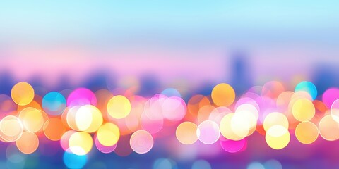 Poster - A vibrant bokeh effect scene with colorful lights, creating a dreamy atmosphere reminiscent of a city skyline at twilight.
