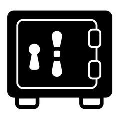 Poster - Steel metal safe solid icon, west desert bank concept. Vector graphics. People savings storage sign on white background, glyph style mobile or design.