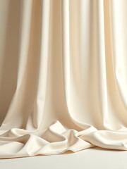 Poster - Light Beige Satin Draped Fabric Serves As A Wide Background With Plenty Of Space For Luxurious Designs In A Vintage Style.
